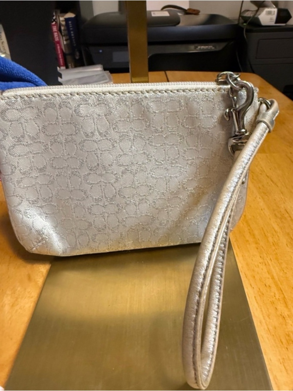 COACH White/Shimmer Wristlet